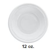 12OZ WHITE PLST BOWL 1M/