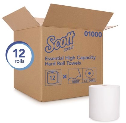 SCOTT ESSENTIAL WHITE HIGH  CAPACITY HARDWOUND PAPER TWL