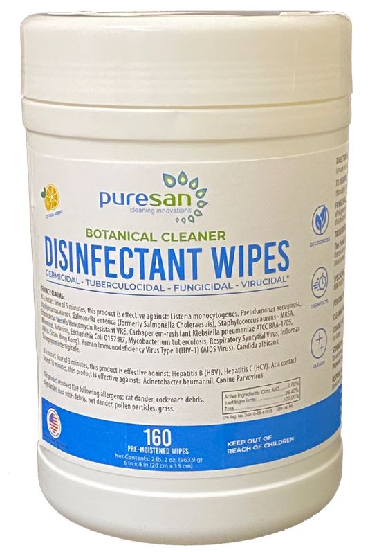 Product PS101BC: PURESAN DISINFECTING WIPES PPE LINEN SCENT 6 CANISTERS/160CT